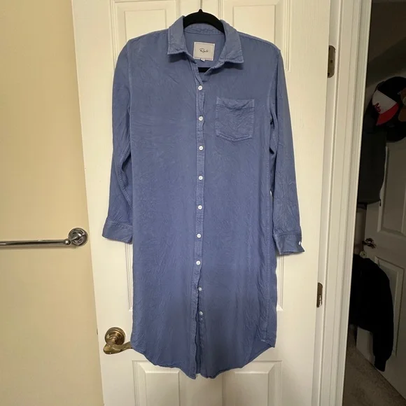 Rails Patrice Long Sleeve Button Down Blue Dress - Size Small - Picture 5 of 9